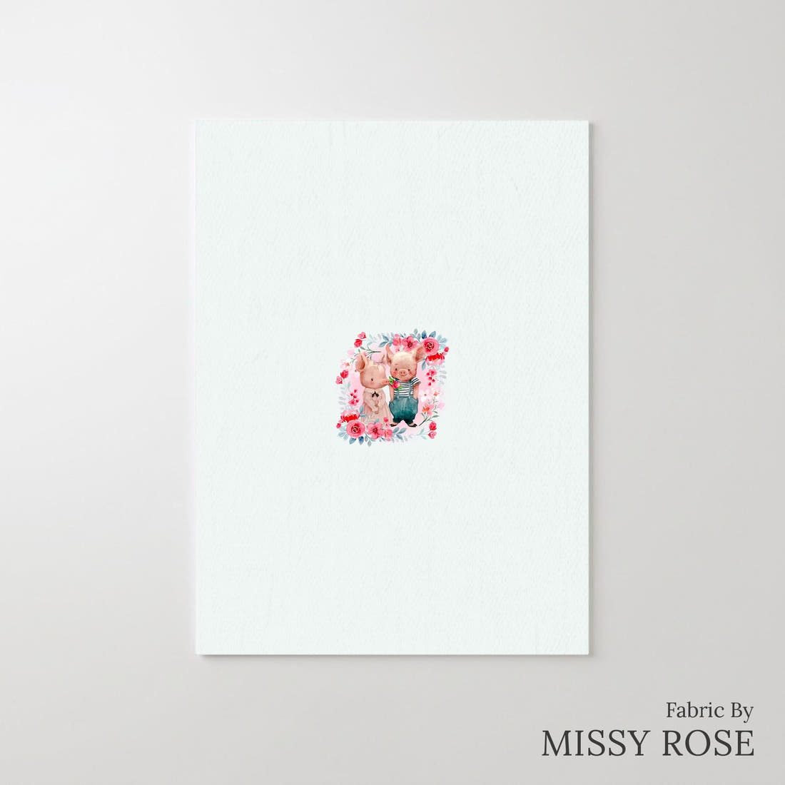 Design 935 Floral Pigs Panel – printed fabric panel with centred picture, custom printed to order | Fabric by Missy Rose