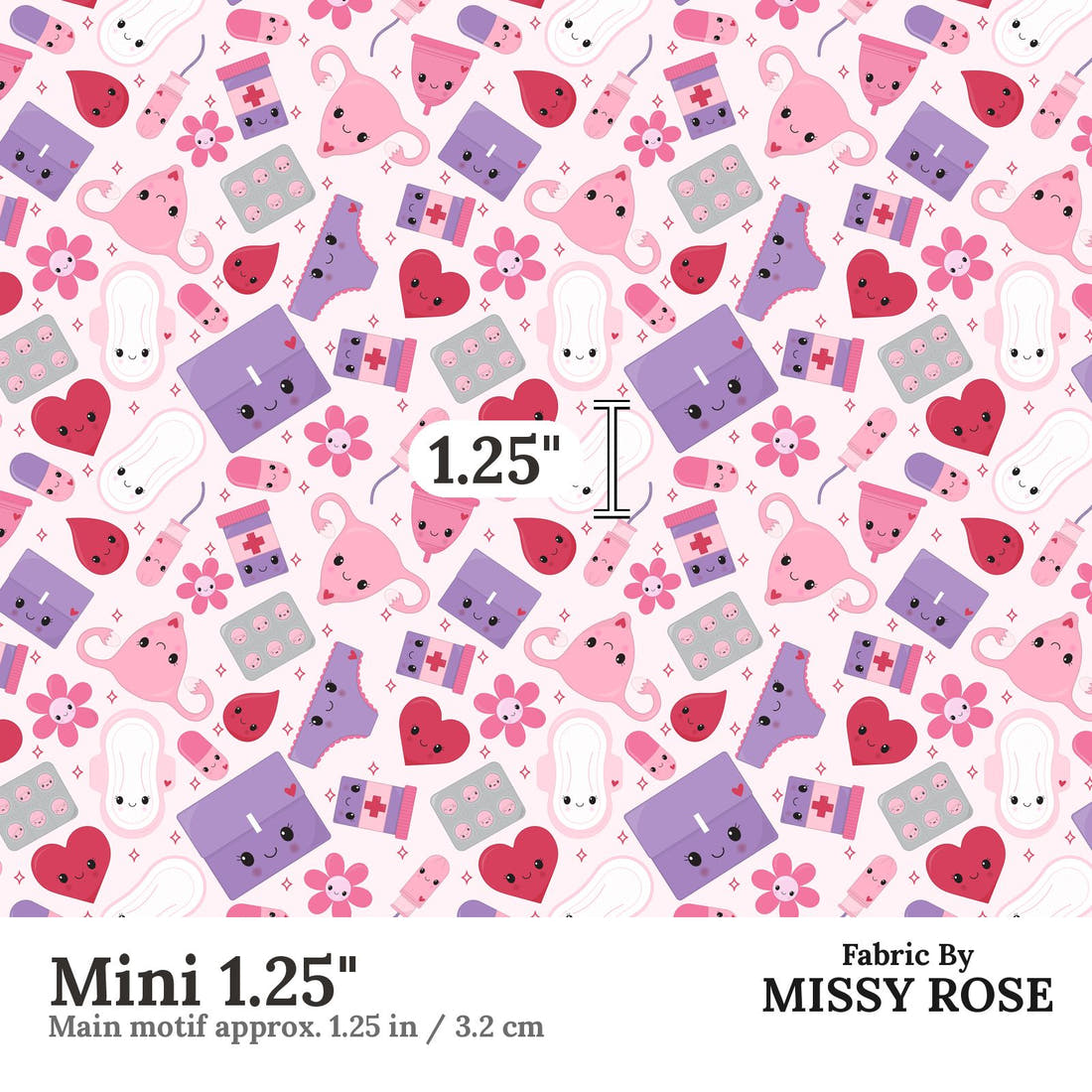 Design 936 Period Fabric Mini 1.25 inch print scale guide | Fabric by Missy Rose