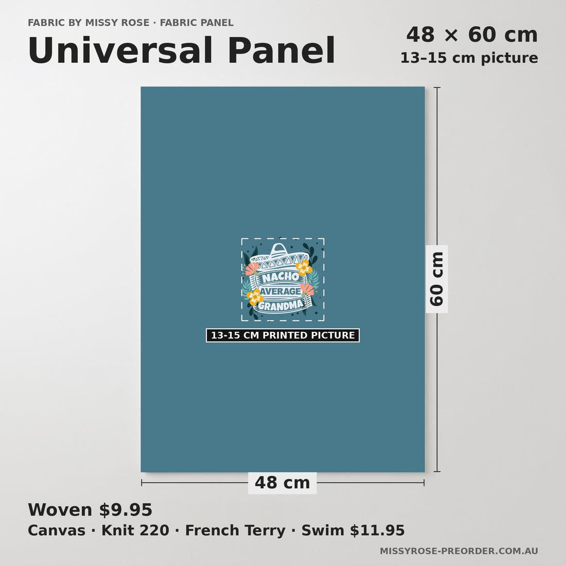 Design 937 Grandma Panel universal panel sizing – 13–15 cm printed picture on 48 × 60 cm fabric | Fabric by Missy Rose