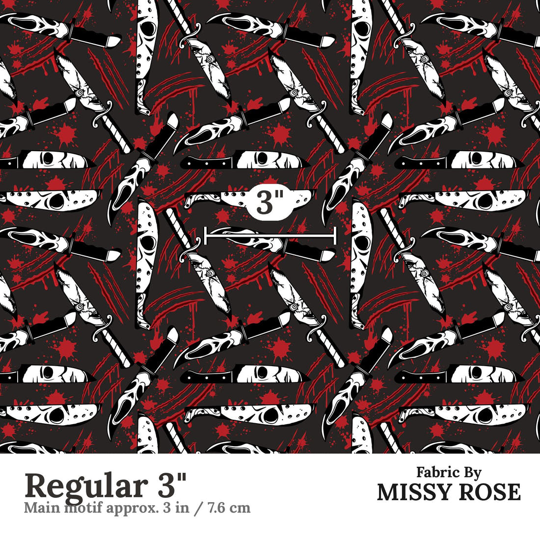 Design 94 Horror Fabric Regular 3" - print scale | Fabric by Missy Rose