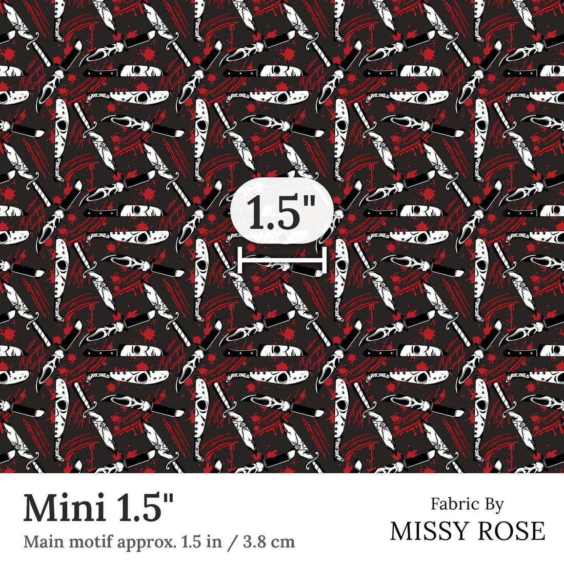 Design 94 Horror Fabric Mini 1.5 inch print scale guide | Fabric by Missy Rose