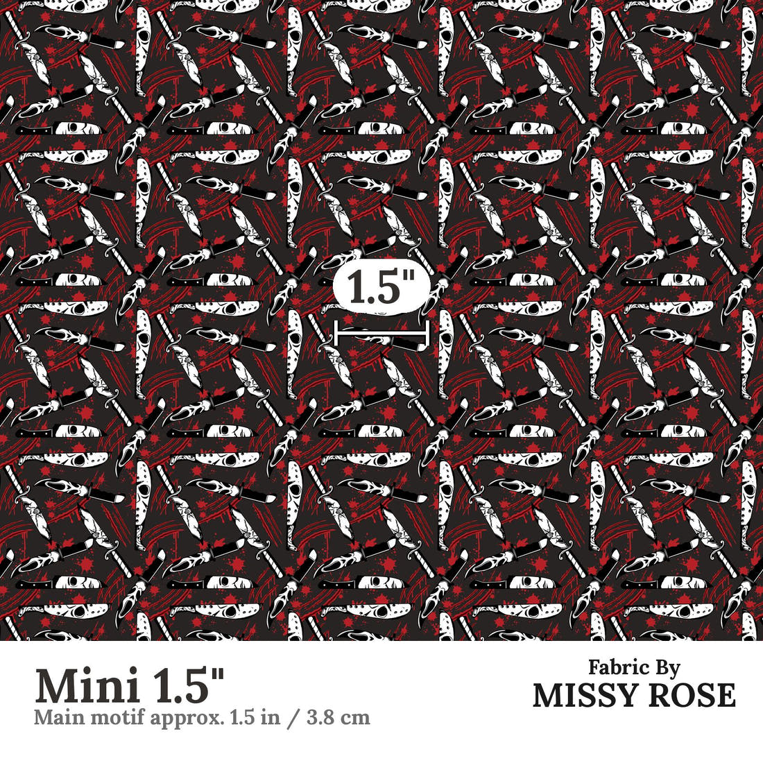 Design 94 Horror Fabric Mini 1.5" - print scale | Fabric by Missy Rose