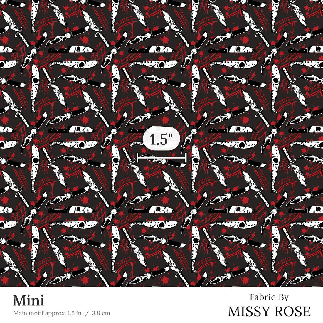 Design 94 Horror Fabric Mini 1.5 inch print scale guide | Fabric by Missy Rose