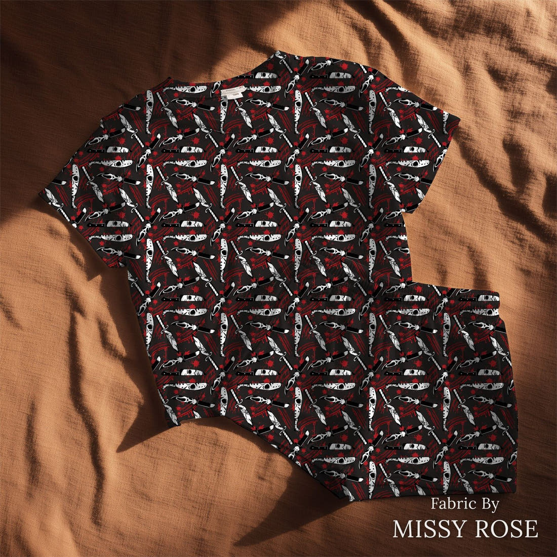 Design 94 Horror Fabric sewn into a lounge set – see how the print looks made up | Fabric by Missy Rose