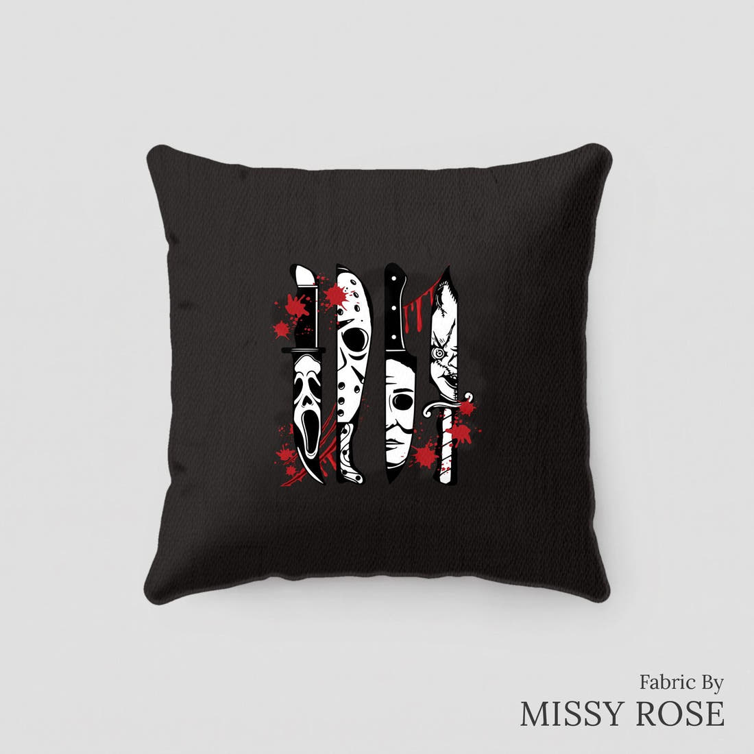 Design 94 Horror Panel sewn into a cushion – see how the panel looks made up | Fabric by Missy Rose