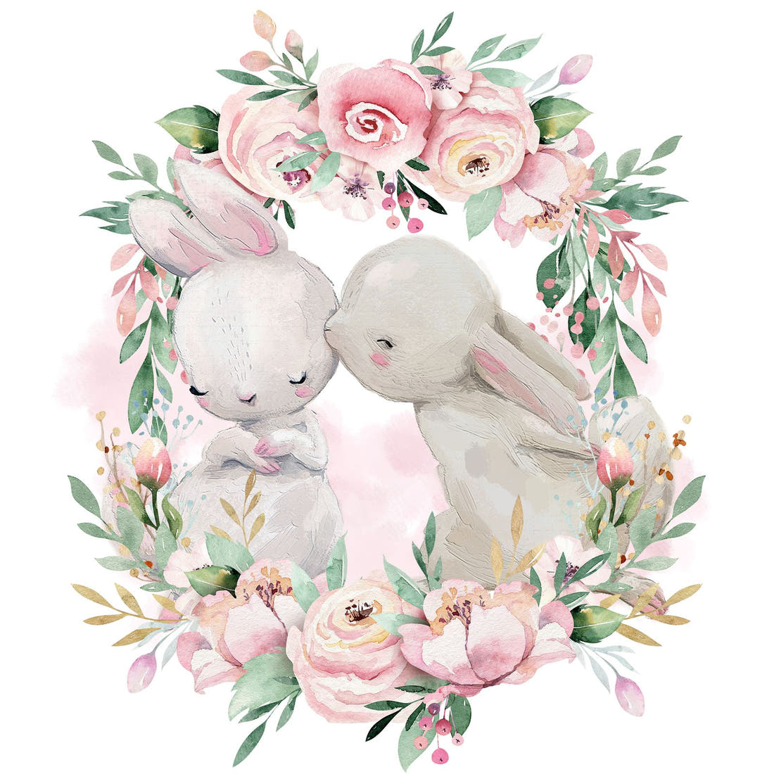Design 941 Floral Bunny Panel – full artwork close-up of the printed picture | Fabric by Missy Rose
