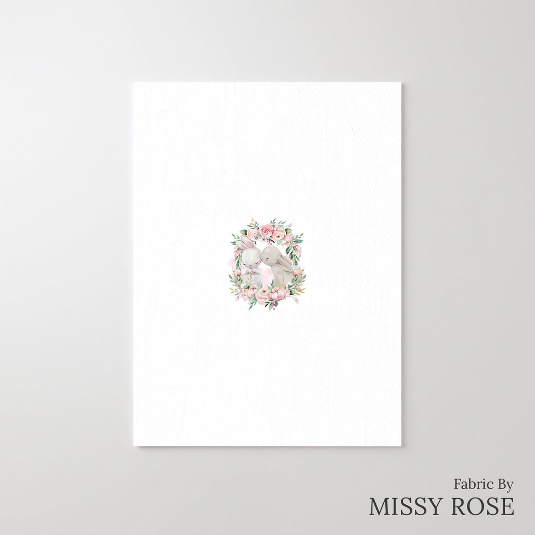 Design 941 Floral Bunny Panel – printed fabric panel with centred picture, custom printed to order | Fabric by Missy Rose