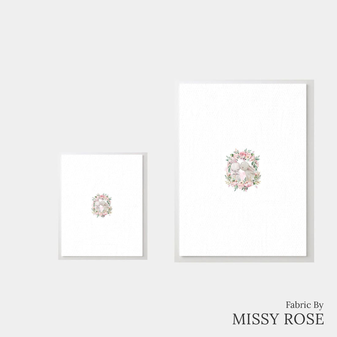 Design 941 Floral Bunny Panel – universal and adult panel sizes side by side | Fabric by Missy Rose