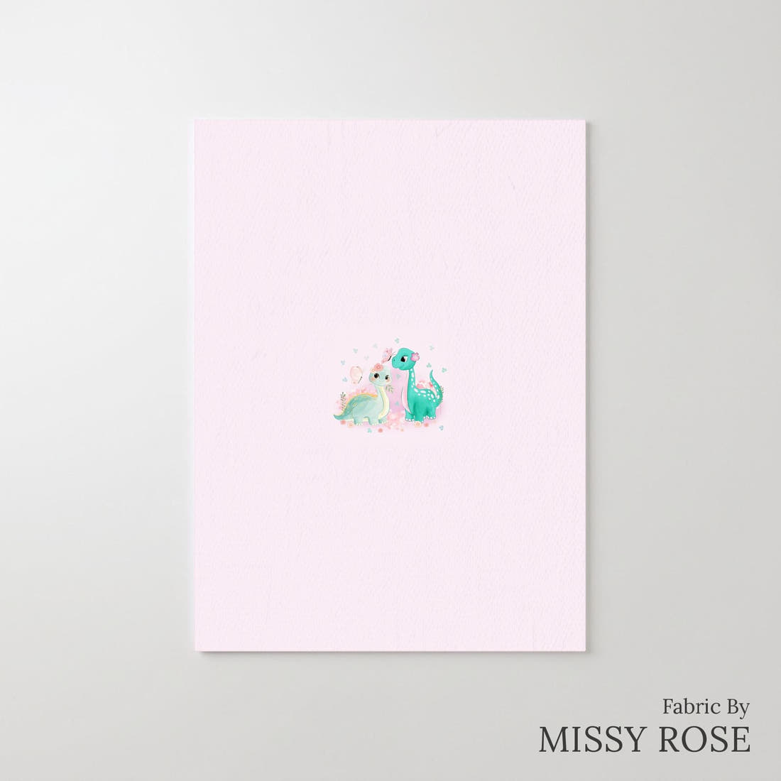 Design 943 Pink Dinosaur Panel – printed fabric panel with centred picture, custom printed to order | Fabric by Missy Rose