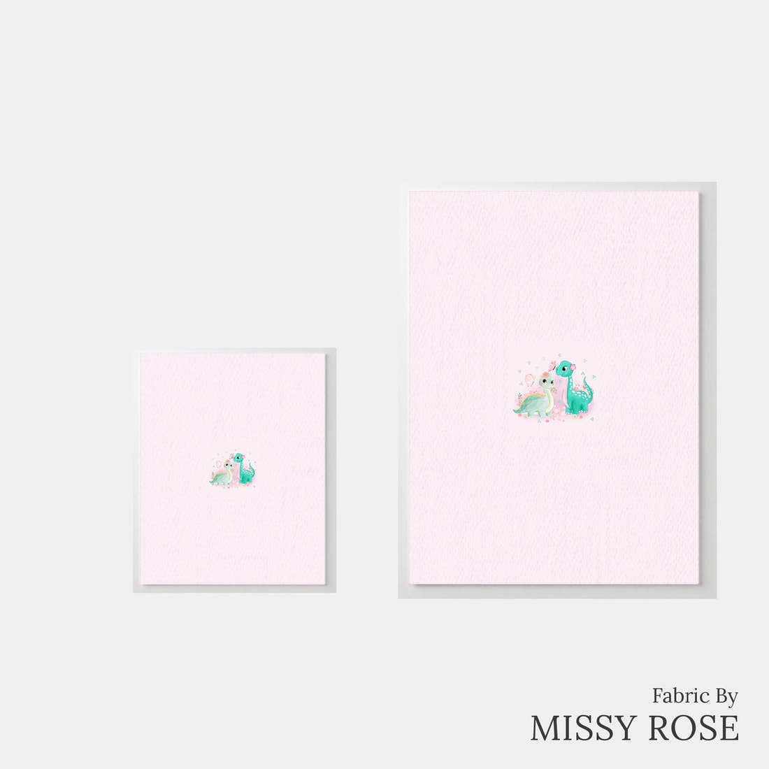 Design 943 Pink Dinosaur Panel – universal and adult panel sizes side by side | Fabric by Missy Rose