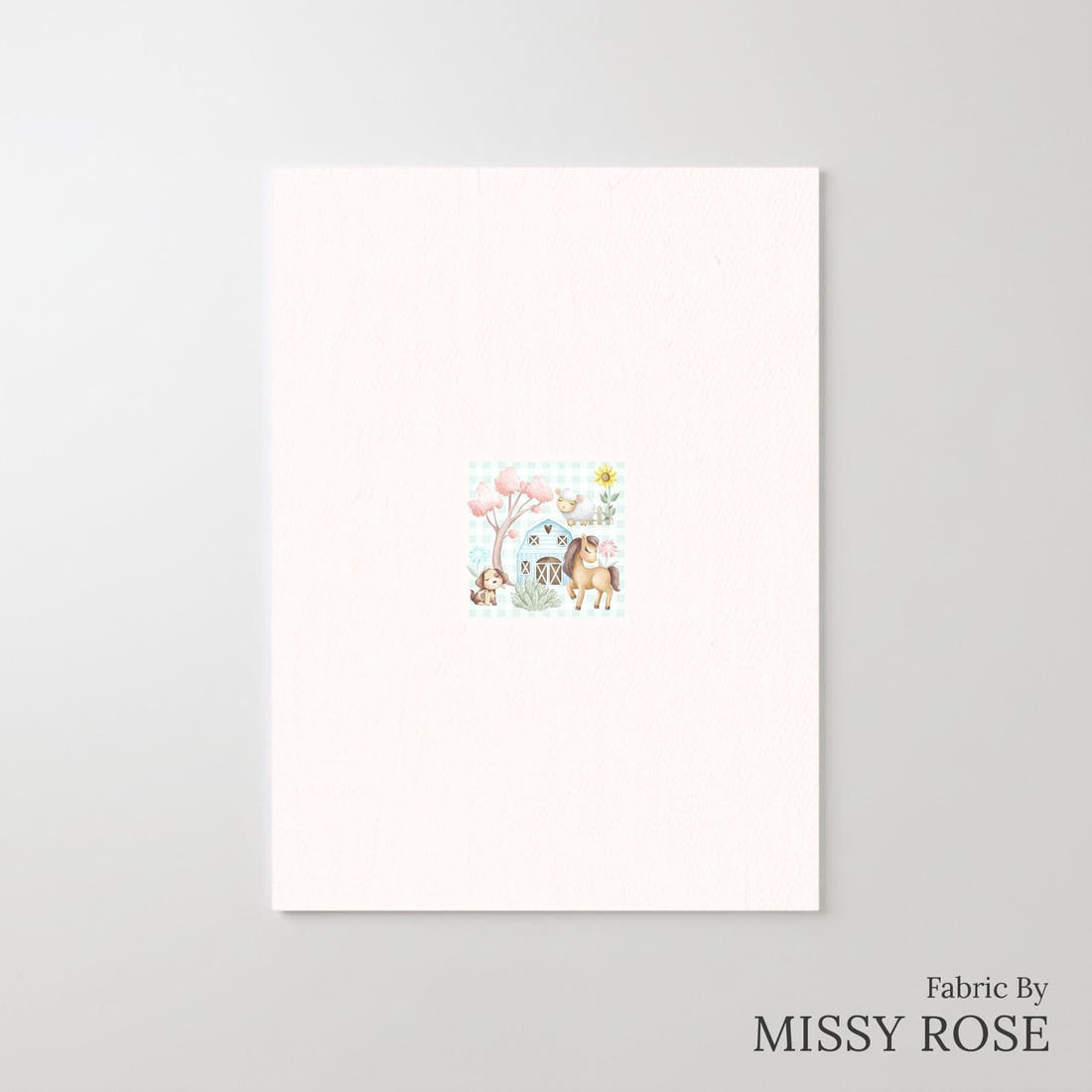Design 944 Plaid Farm Panel – printed fabric panel with centred picture, custom printed to order | Fabric by Missy Rose