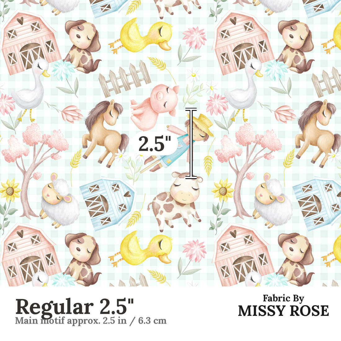 Design 944 Plaid Farm Fabric Regular 2.5 inch print scale guide | Fabric by Missy Rose