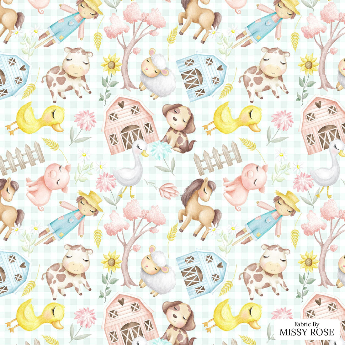 Design 944 Plaid Farm Fabric – flat view of the print, zoom in for detail | Fabric by Missy Rose