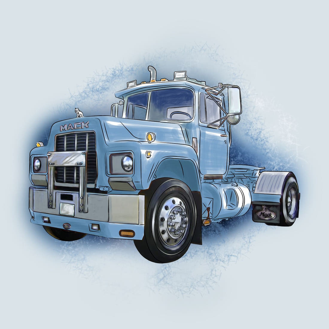 Design 948 Mack Truck Panel – full artwork close-up of the printed picture | Fabric by Missy Rose