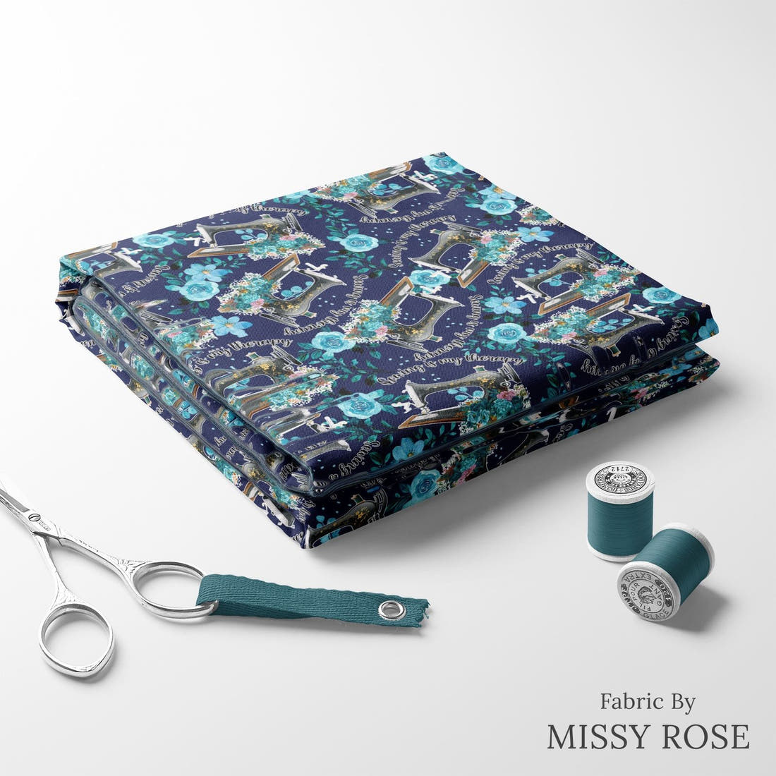 Design 95 Sewing Fabric folded fabric stack with matching thread – pre-order fabric Australia | Fabric by Missy Rose