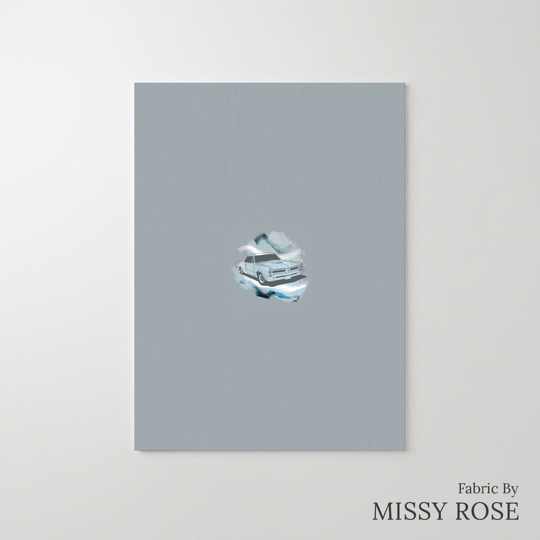 Design 950 Grey Muscle Car Panel – printed fabric panel with centred picture, custom printed to order | Fabric by Missy Rose