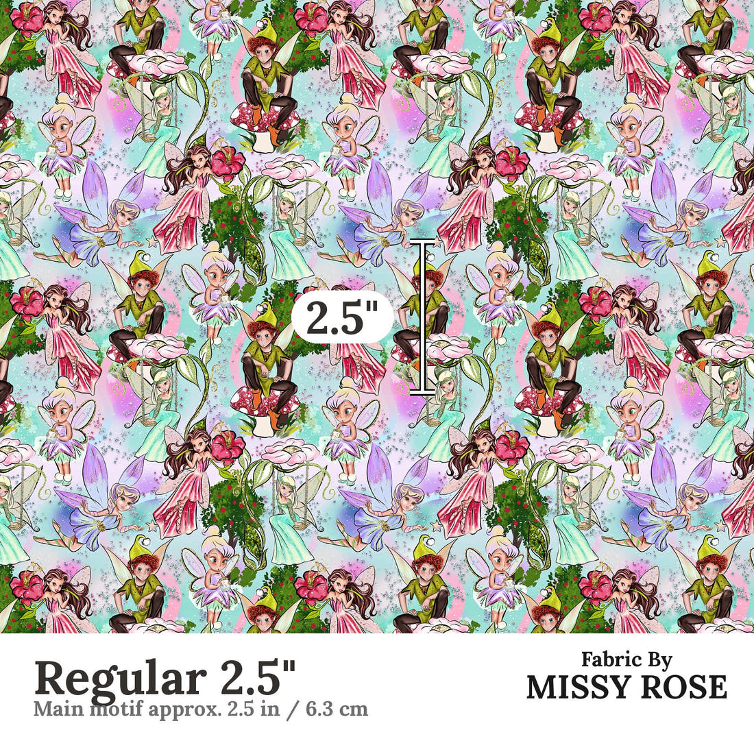 Design 952 Fairies Fabric Regular 2.5 inch print scale guide | Fabric by Missy Rose