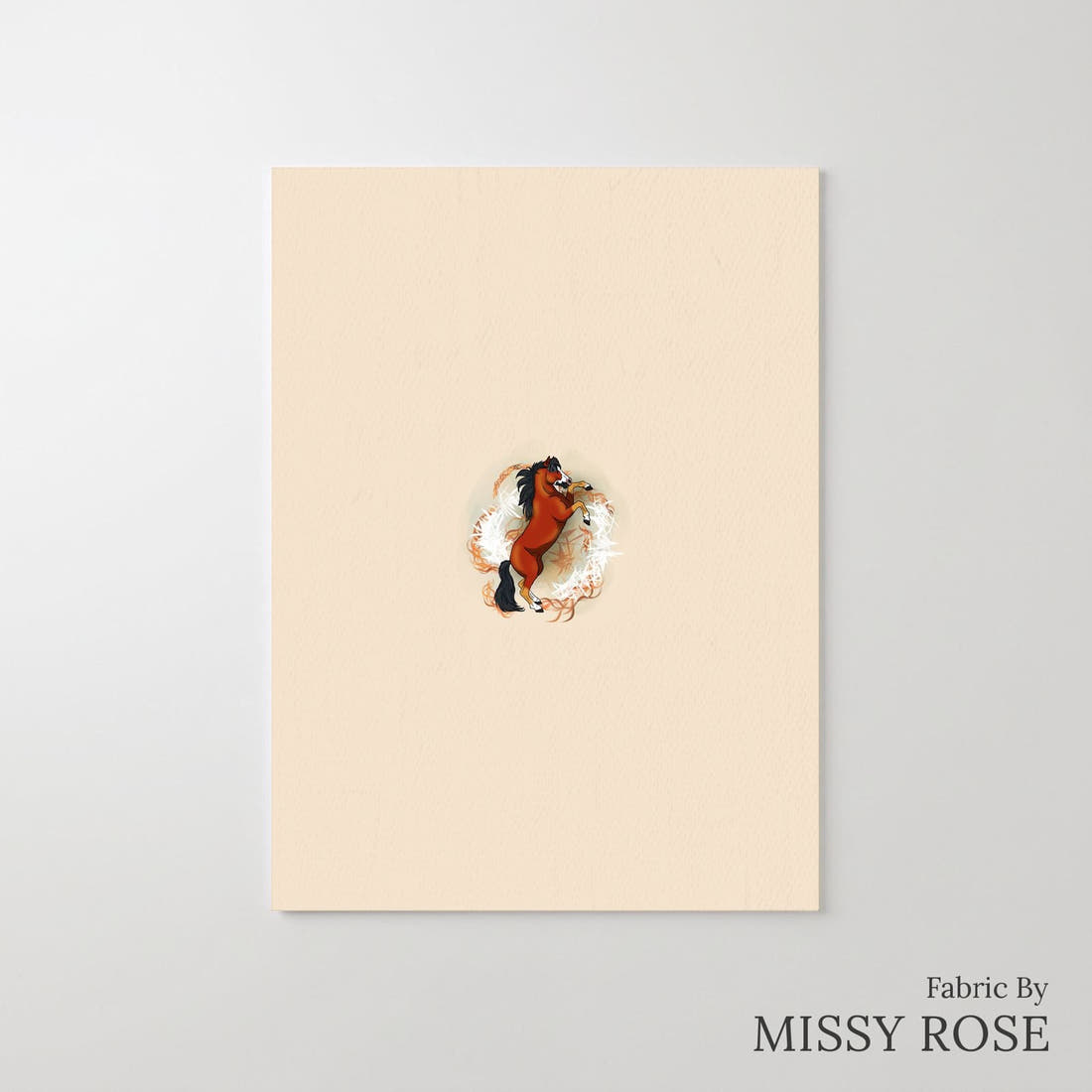 Design 953 Neutral Horse Panel – printed fabric panel with centred picture, custom printed to order | Fabric by Missy Rose