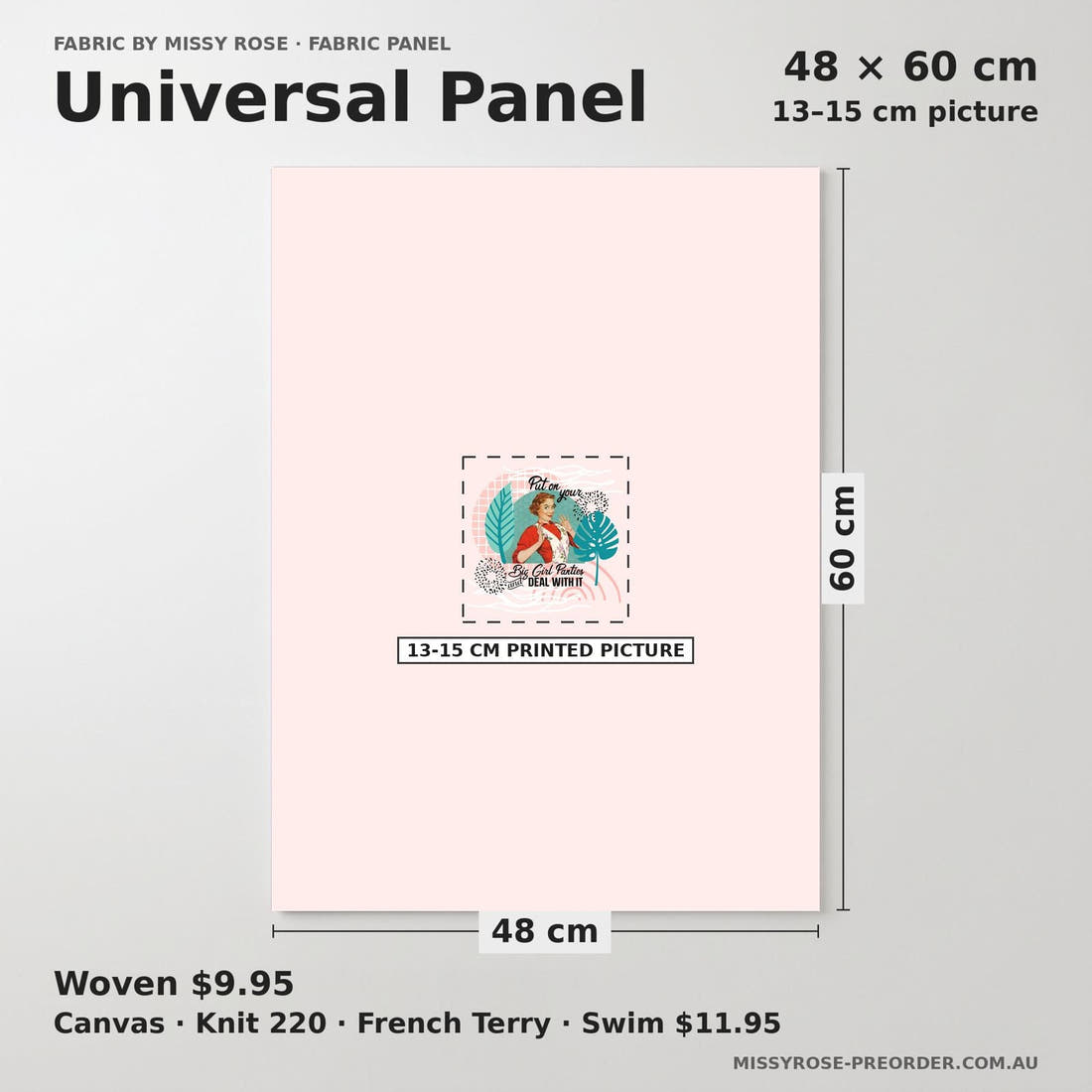 Design 954 Panties Panel universal panel sizing – 13–15 cm printed picture on 48 × 60 cm fabric | Fabric by Missy Rose