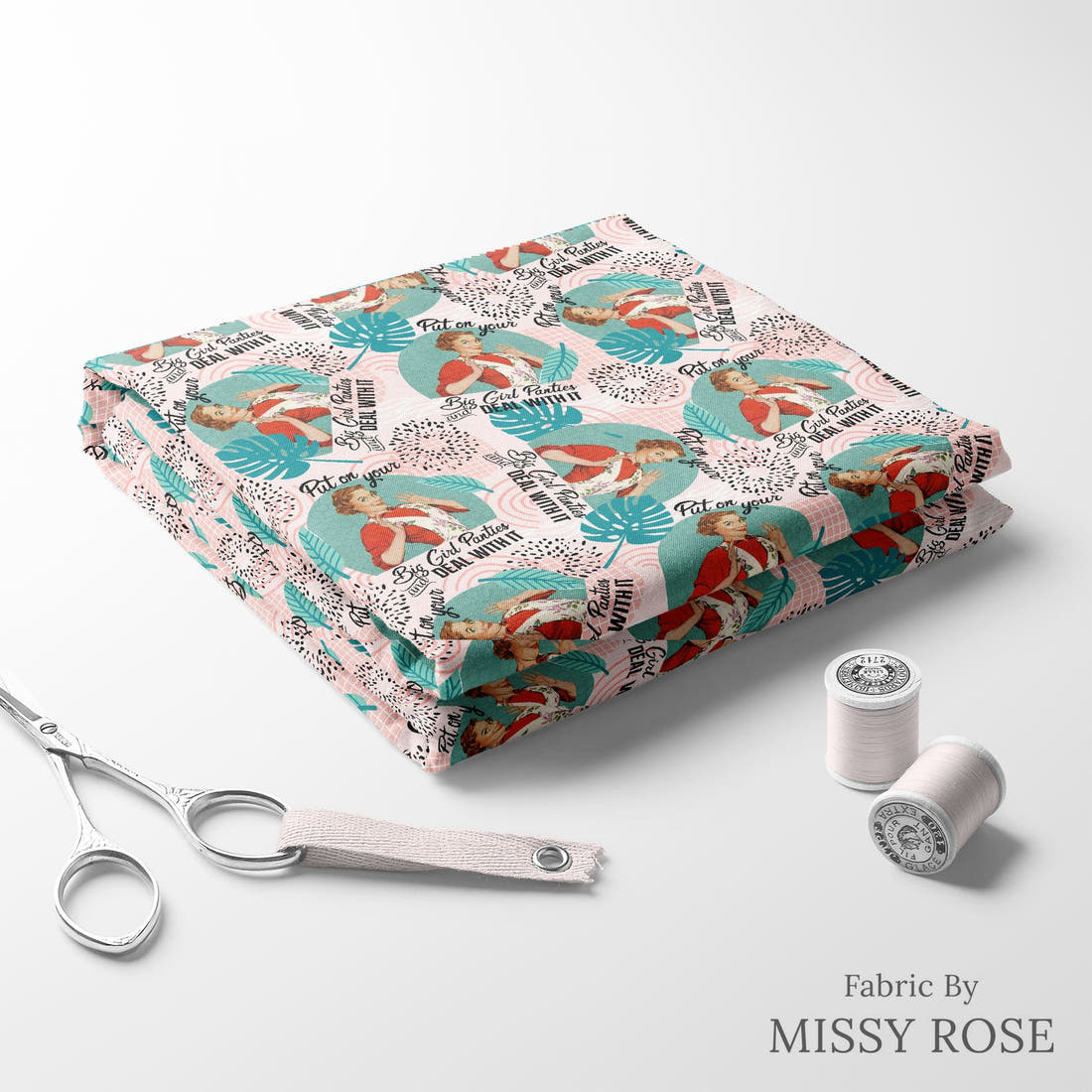 Design 954 Panties Fabric folded fabric stack with matching thread – pre-order fabric Australia | Fabric by Missy Rose