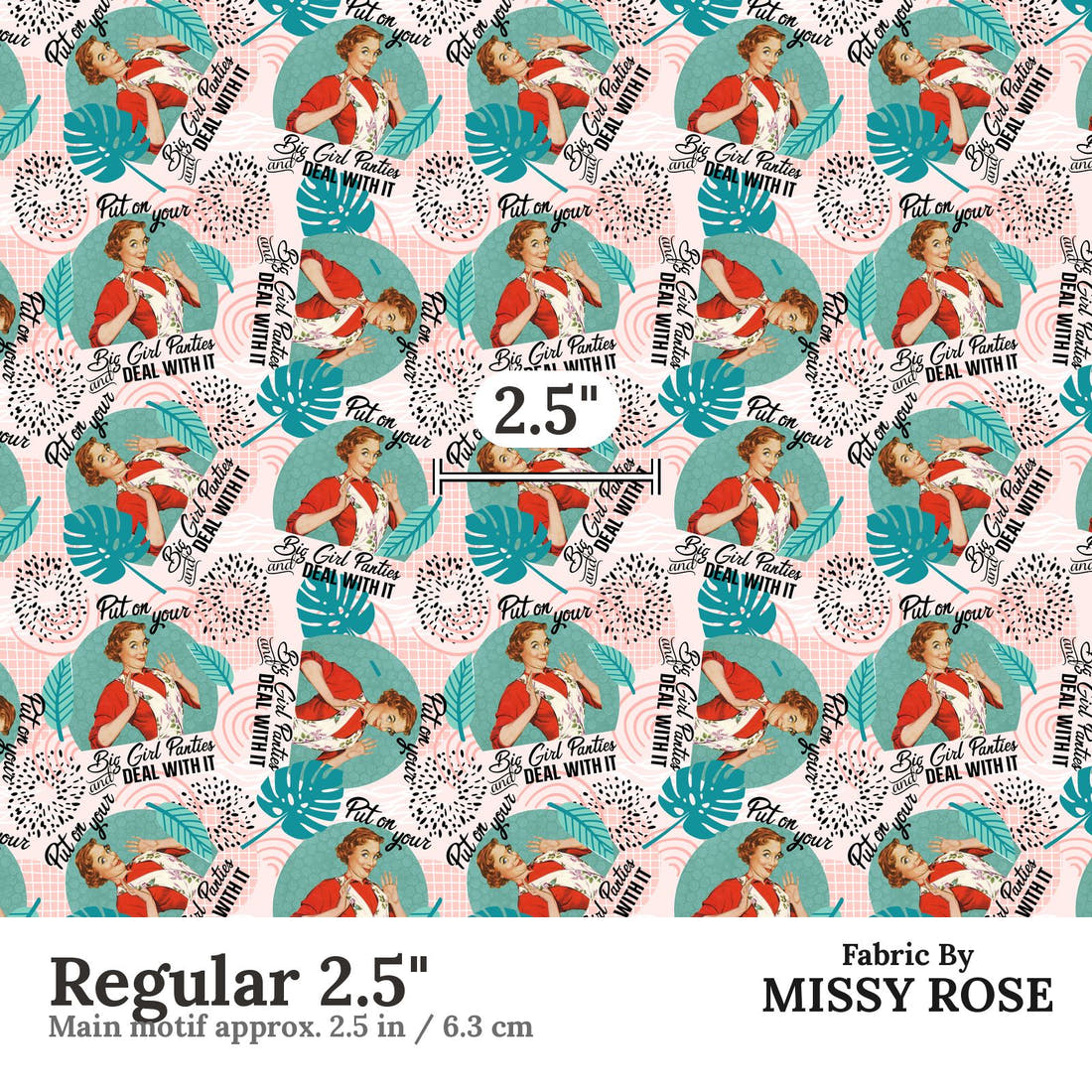 Design 954 Panties Fabric Regular 2.5 inch print scale guide | Fabric by Missy Rose