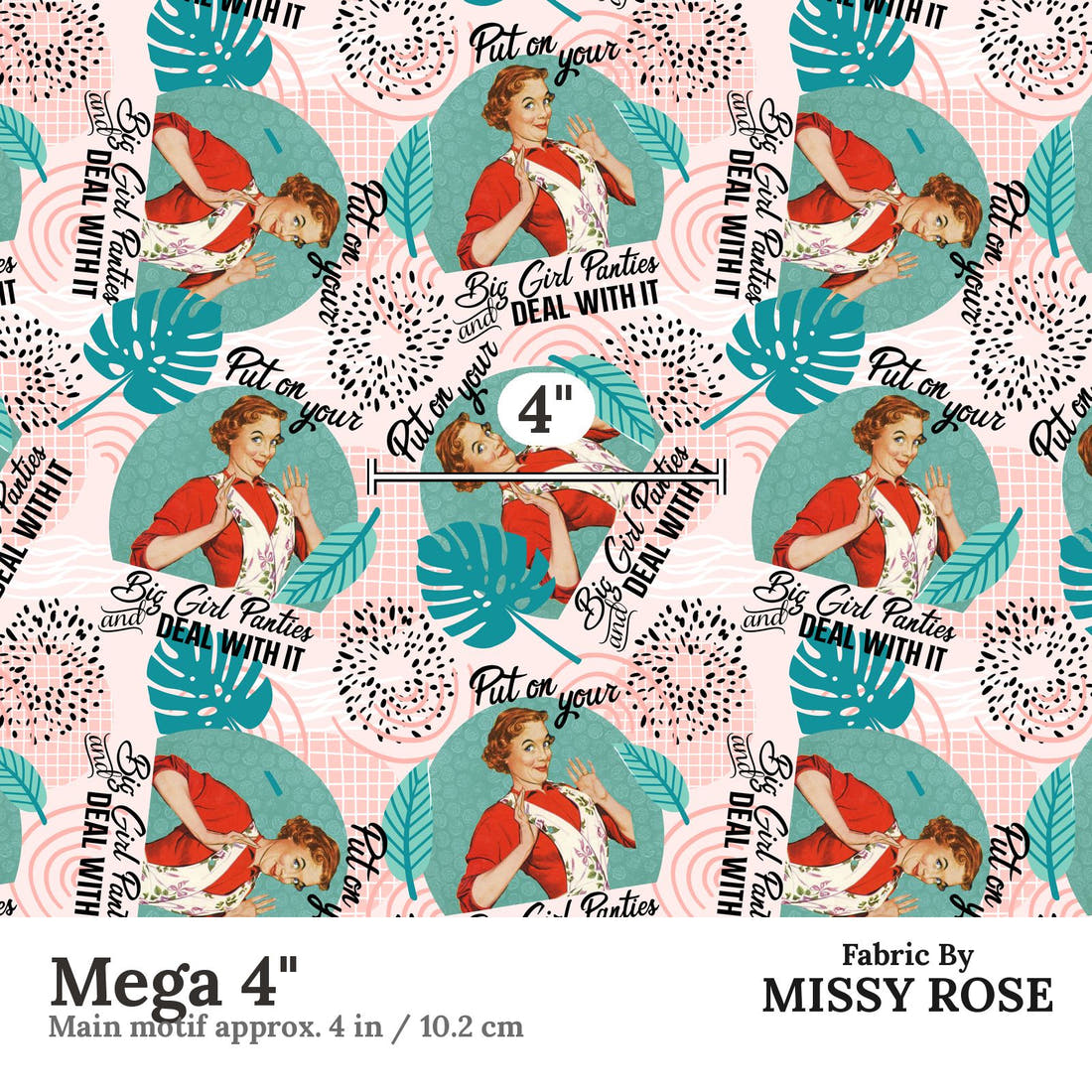Design 954 Panties Fabric Mega 4 inch print scale guide | Fabric by Missy Rose