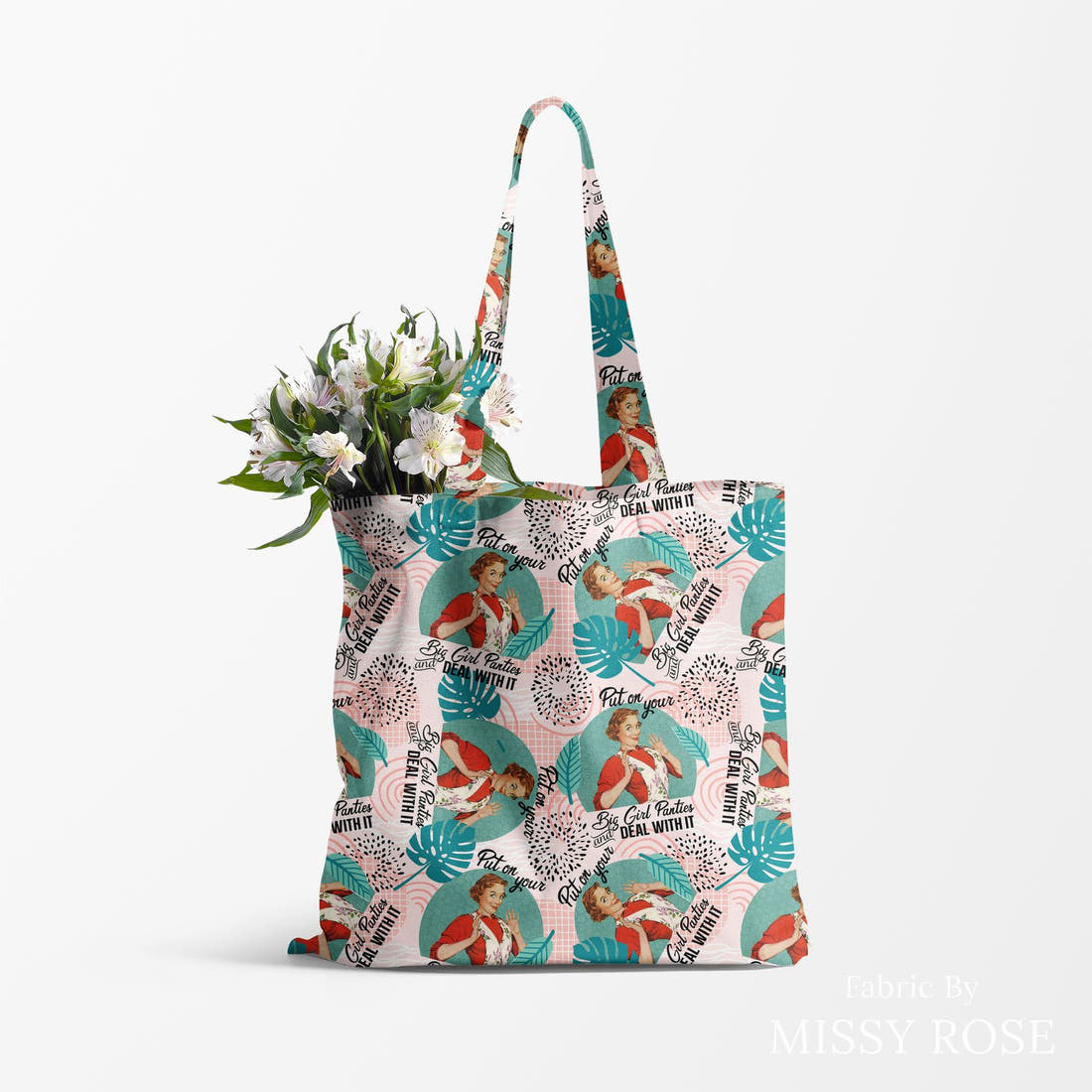 Design 954 Panties Fabric made up as a tote bag – see how the print looks made up | Fabric by Missy Rose