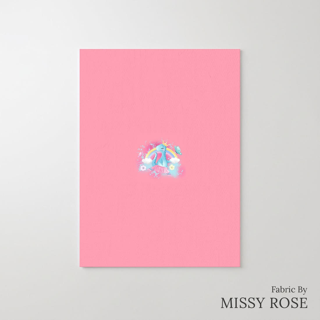 Design 955 Pink Dinosaur Panel – printed fabric panel with centred picture, custom printed to order | Fabric by Missy Rose