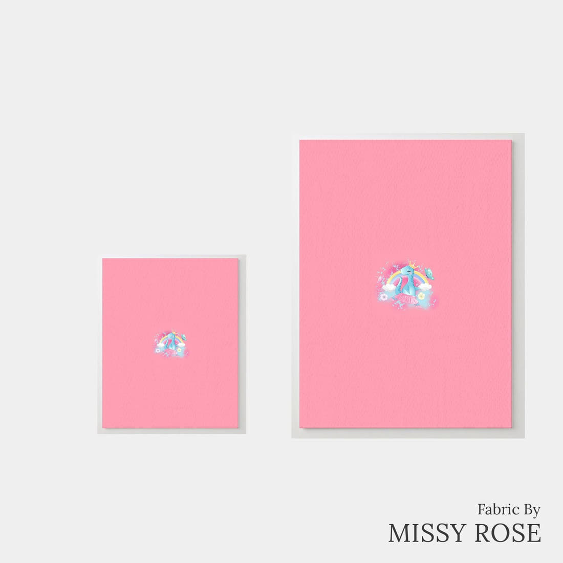 Design 955 Pink Dinosaur Panel – universal and adult panel sizes side by side | Fabric by Missy Rose