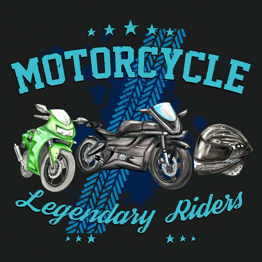 Design 956 Motorbike Panel – full artwork close-up of the printed picture | Fabric by Missy Rose