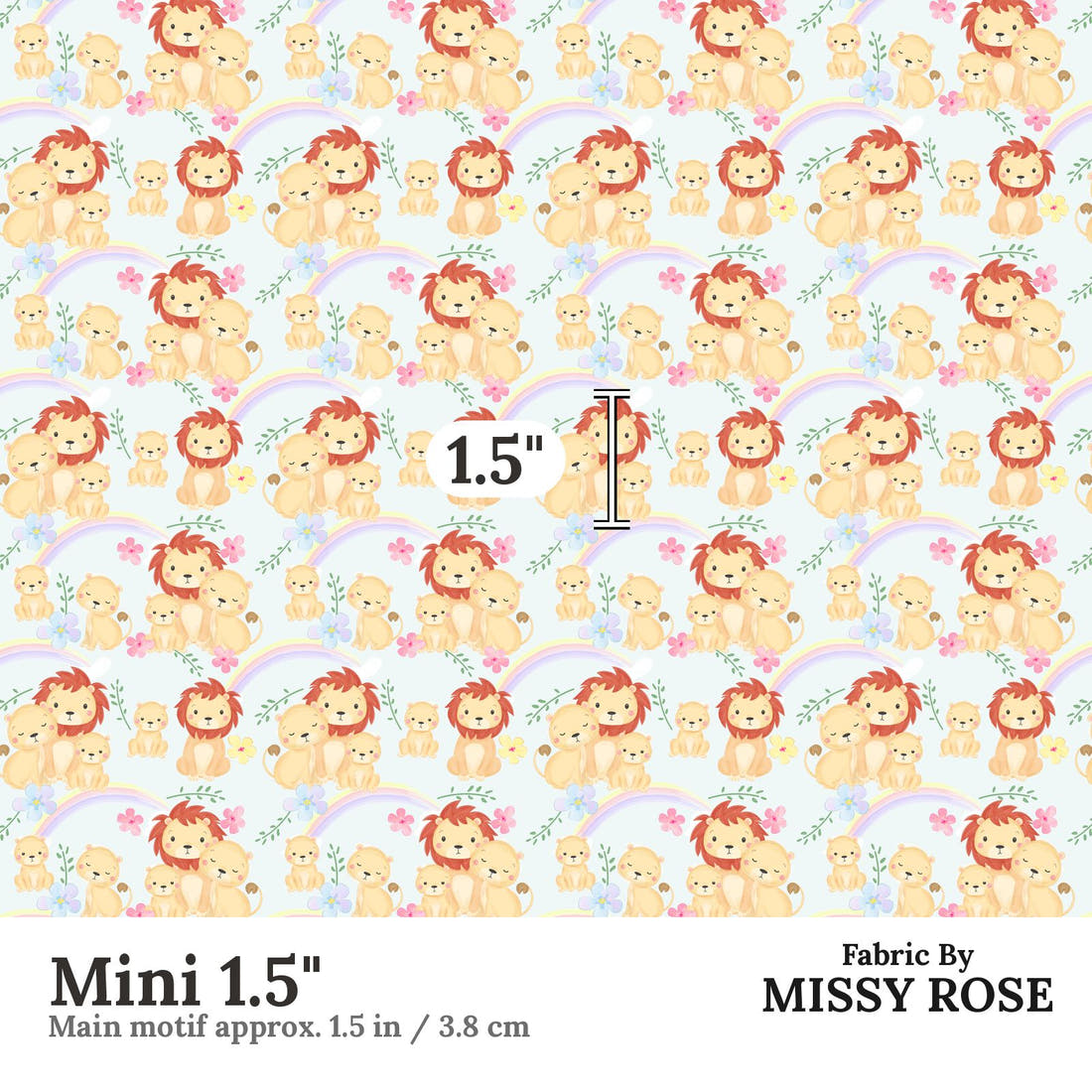 Design 957 Lion Pride Fabric Mini 1.5 inch print scale guide | Fabric by Missy Rose