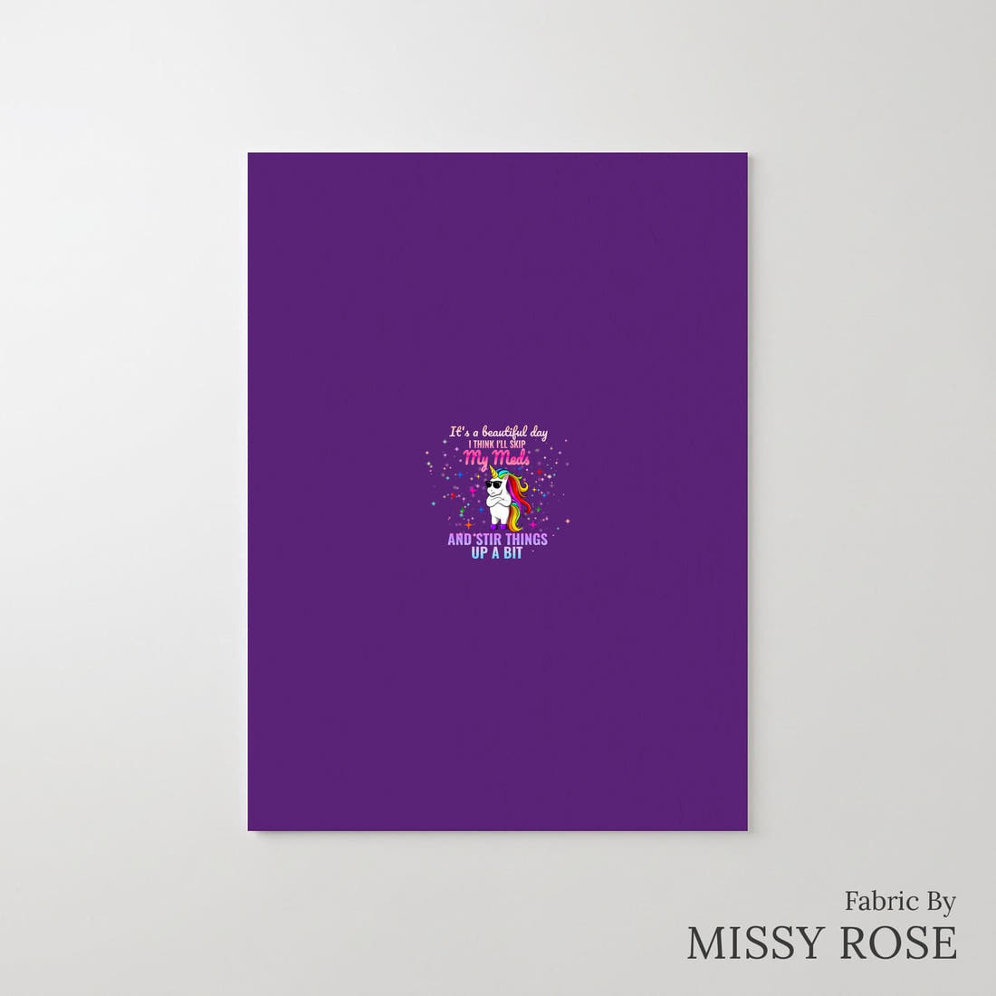 Design 958 Funny Unicorn Panel – printed fabric panel with centred picture, custom printed to order | Fabric by Missy Rose