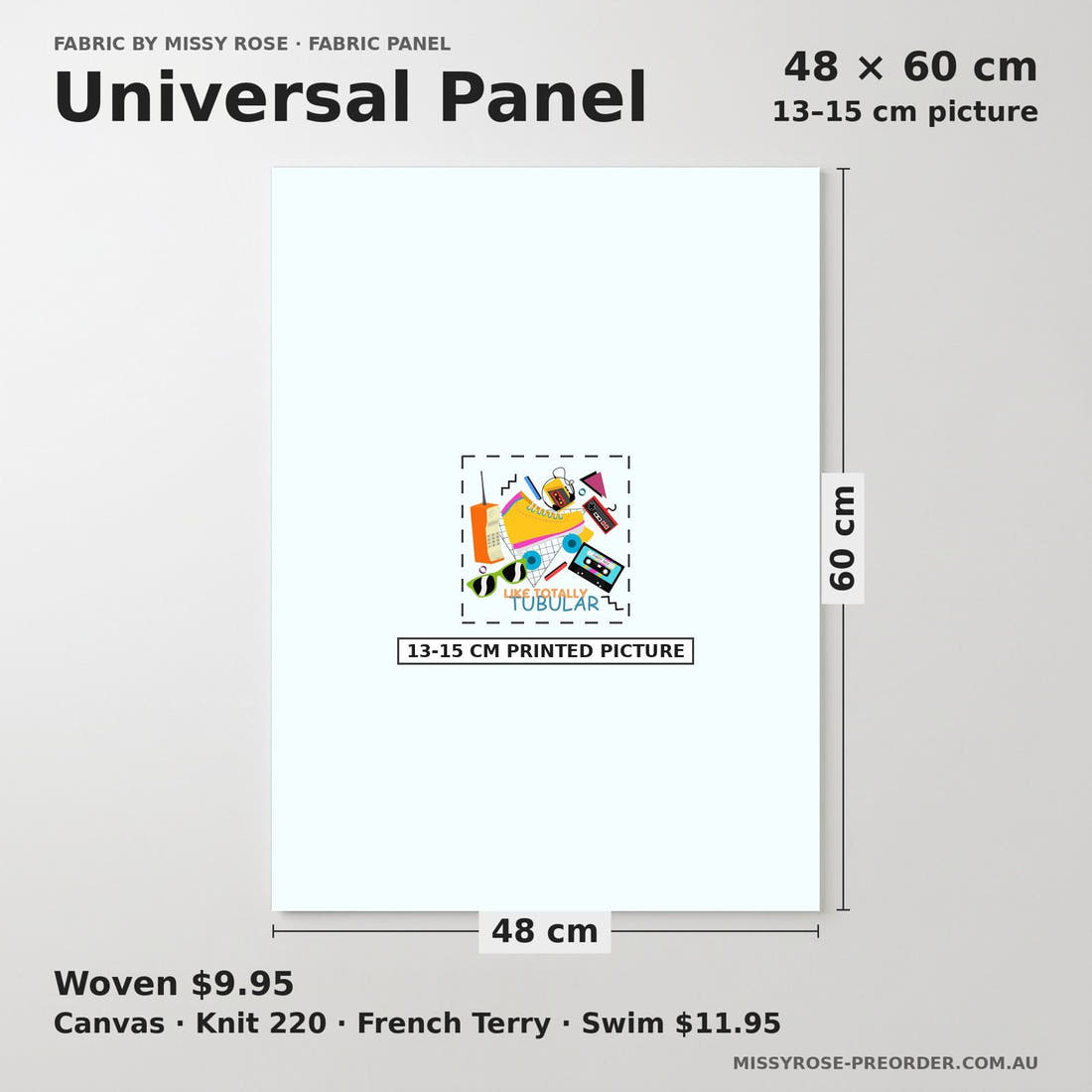 Design 959 Retro Things Panel universal panel sizing – 13–15 cm printed picture on 48 × 60 cm fabric | Fabric by Missy Rose