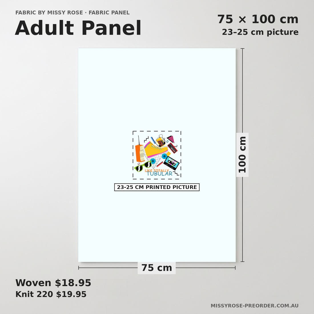 Design 959 Retro Things Panel adult panel sizing – 23–25 cm printed picture on 75 × 100 cm fabric | Fabric by Missy Rose