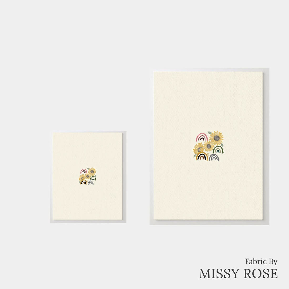 Design 961 Sunflower Rainbow Panel – universal and adult panel sizes side by side | Fabric by Missy Rose