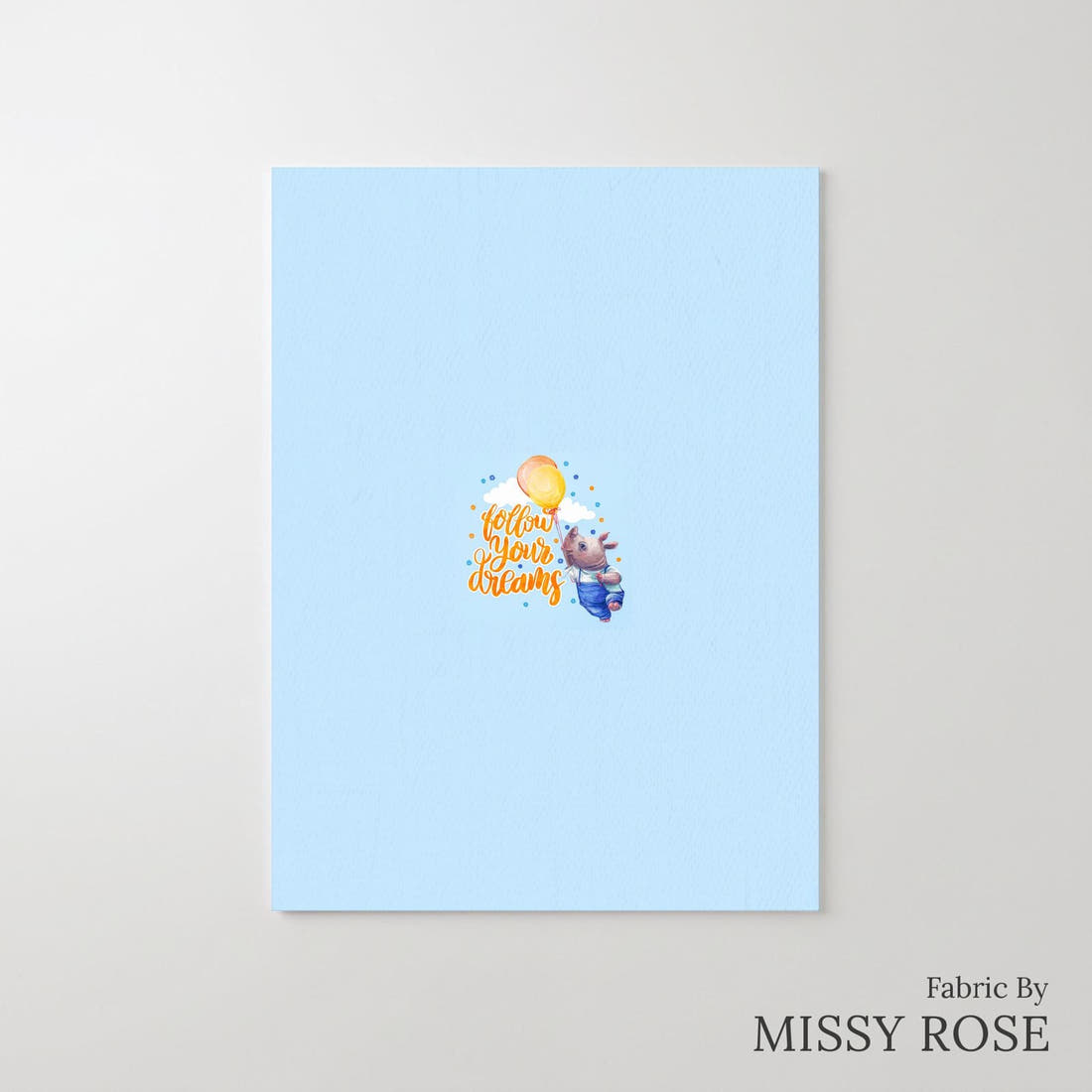 Design 962 Blue Rhino Panel – printed fabric panel with centred picture, custom printed to order | Fabric by Missy Rose
