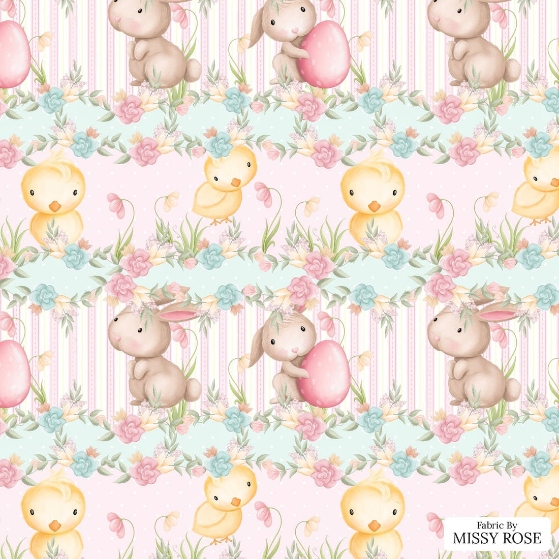 Design 963 Cute Easter Fabric – flat view of the print, zoom in for detail | Fabric by Missy Rose