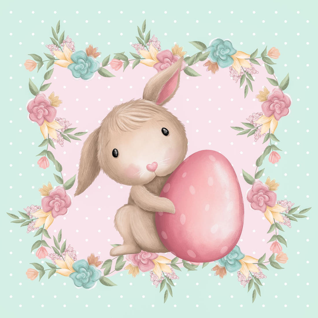 Design 963 Cute Easter Panel – full artwork close-up of the printed picture | Fabric by Missy Rose