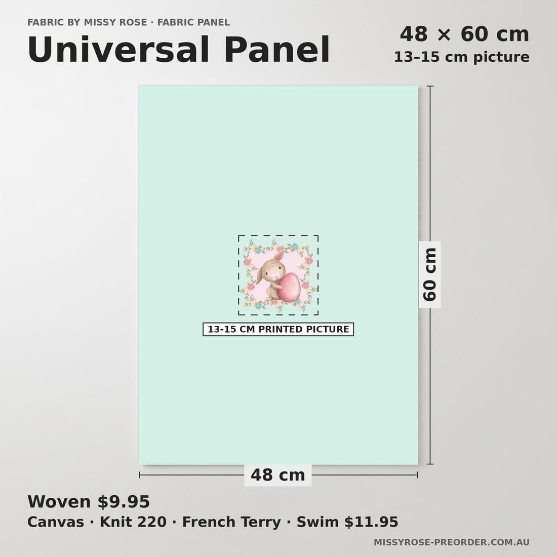 Design 963 Cute Easter Panel universal panel sizing – 13–15 cm printed picture on 48 × 60 cm fabric | Fabric by Missy Rose