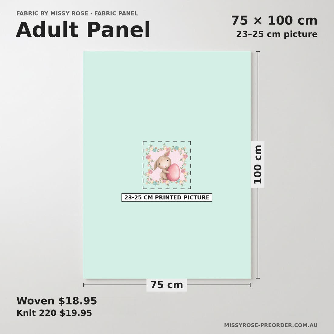 Design 963 Cute Easter Panel adult panel sizing – 23–25 cm printed picture on 75 × 100 cm fabric | Fabric by Missy Rose
