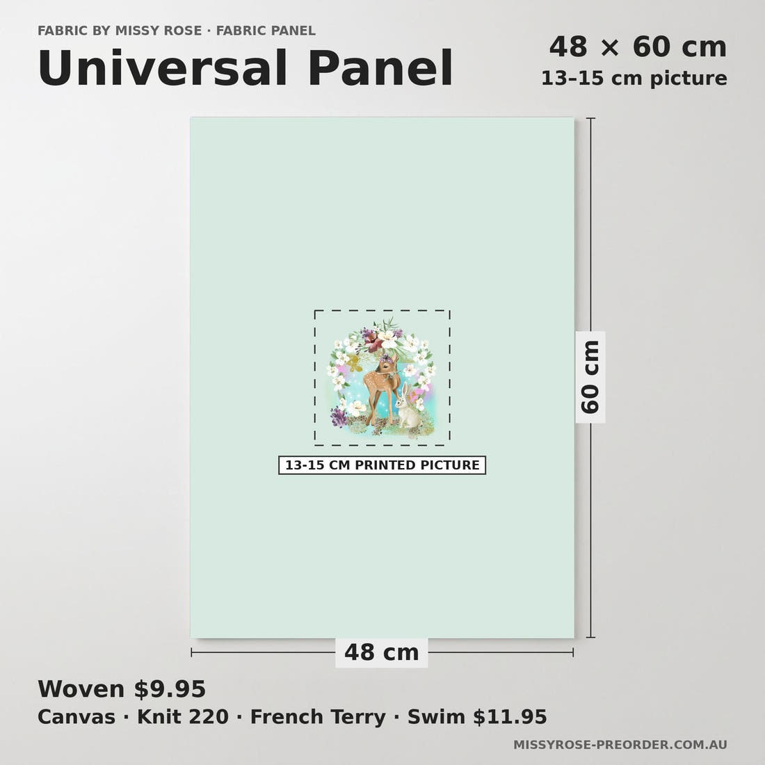 Design 964 Sweet Woodlands Panel universal panel sizing – 13–15 cm printed picture on 48 × 60 cm fabric | Fabric by Missy Rose