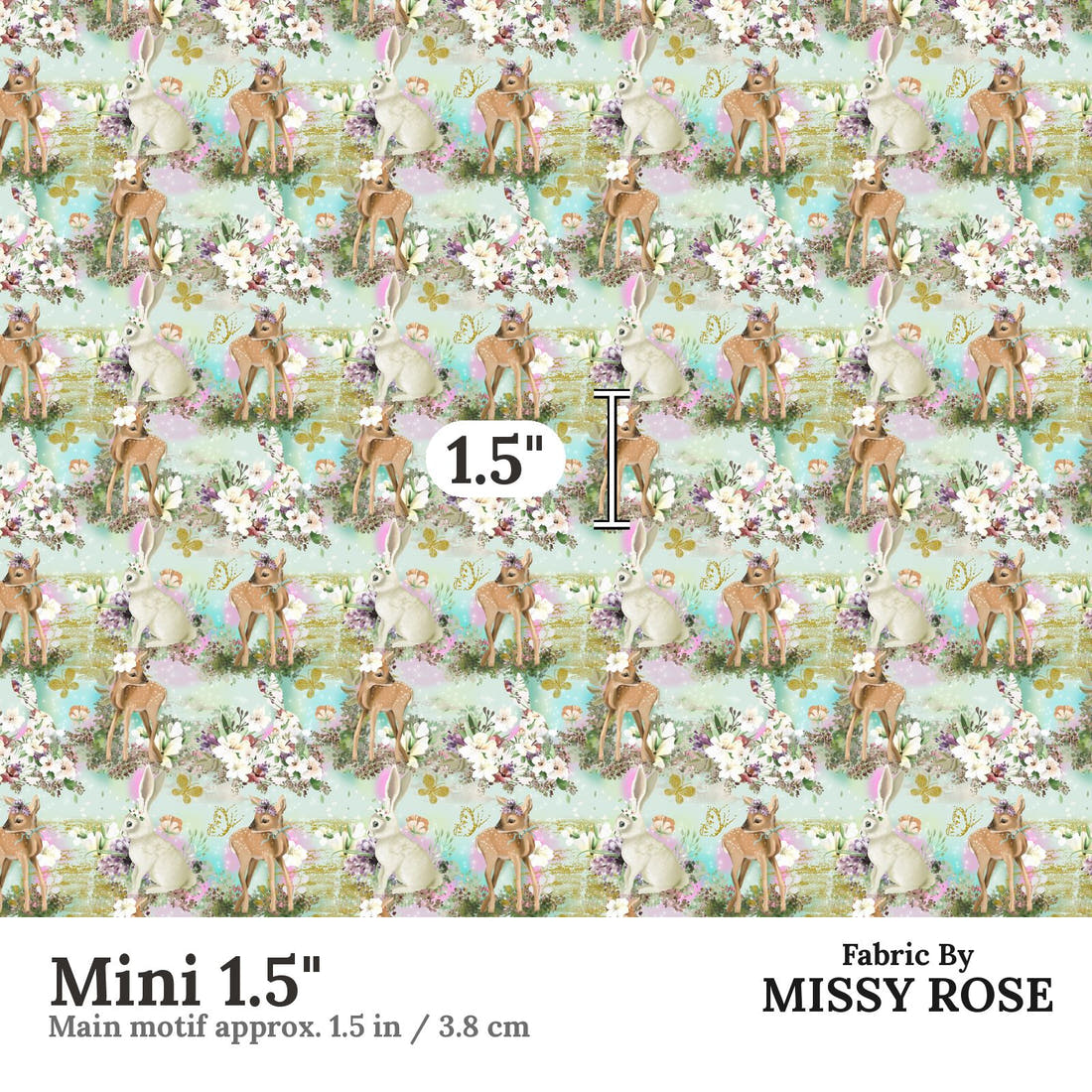 Design 964 Sweet Woodlands Fabric Mini 1.5 inch print scale guide | Fabric by Missy Rose