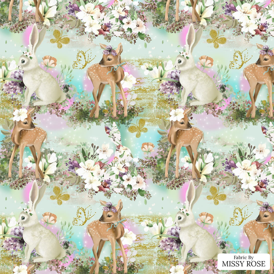 Design 964 Sweet Woodlands Fabric – flat view of the print, zoom in for detail | Fabric by Missy Rose