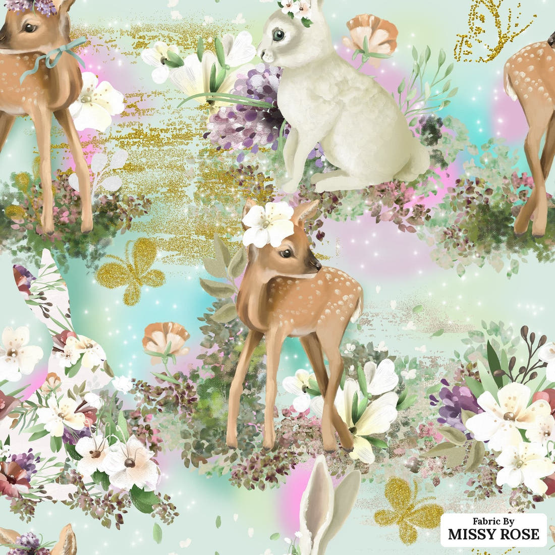 Design 964 Sweet Woodlands Fabric – flat view of the print, zoom in for detail | Fabric by Missy Rose