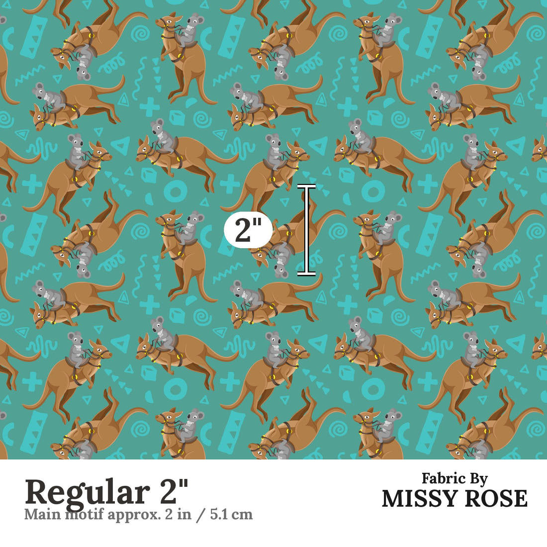 Design 965 Aussie Fabric Regular 2 inch print scale guide | Fabric by Missy Rose