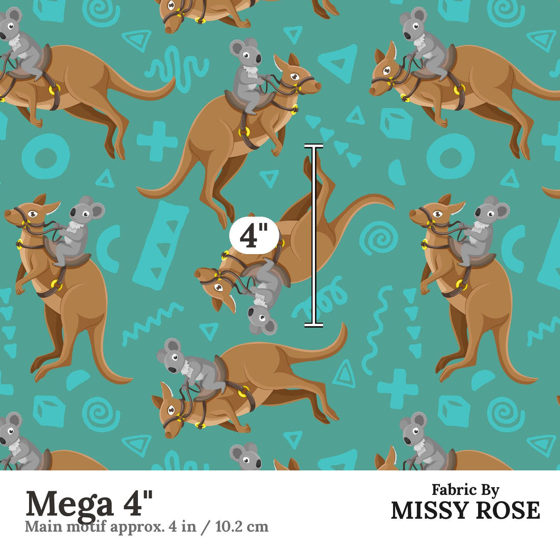 Design 965 Aussie Fabric Mega 4 inch print scale guide | Fabric by Missy Rose