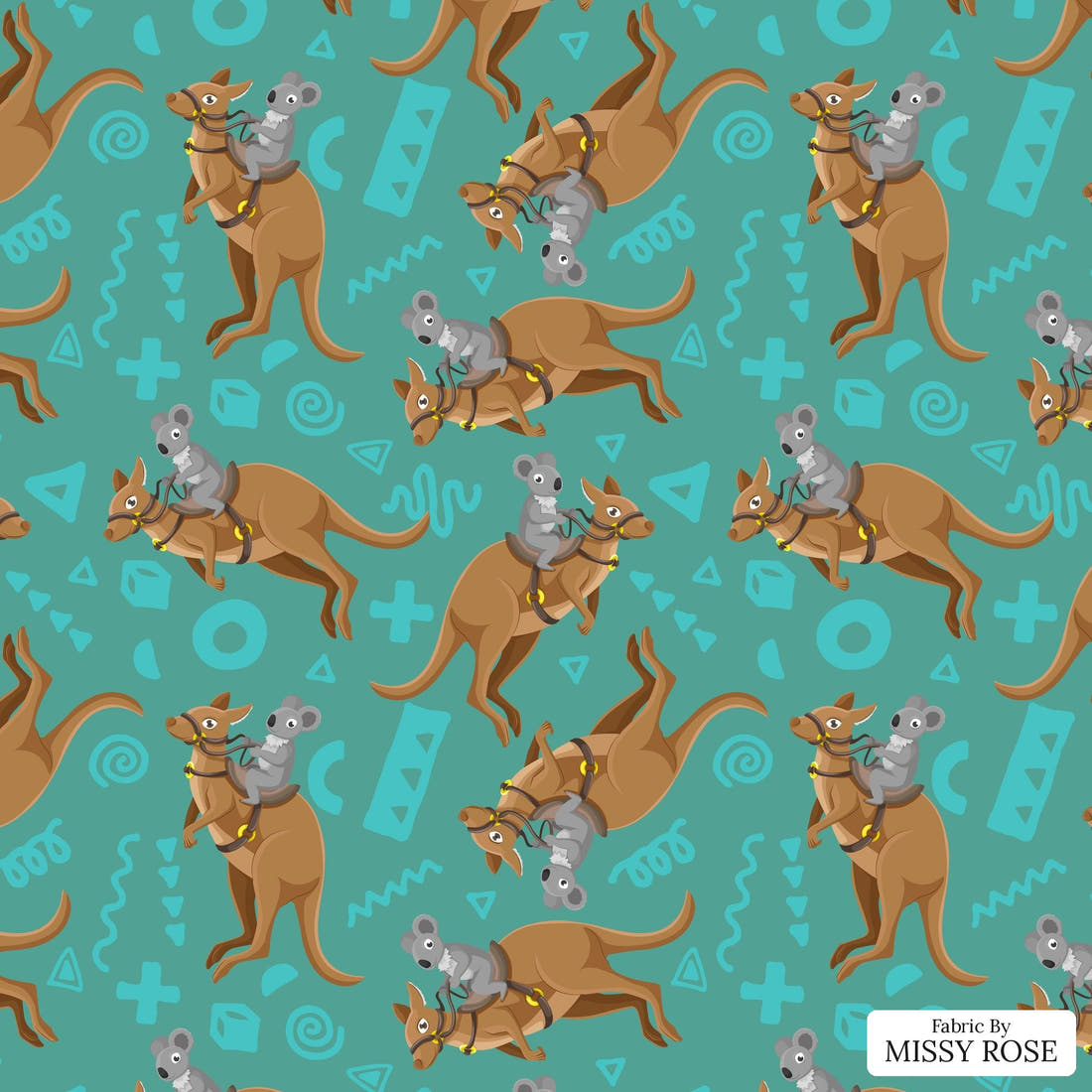 Design 965 Aussie Fabric – flat view of the print, zoom in for detail | Fabric by Missy Rose
