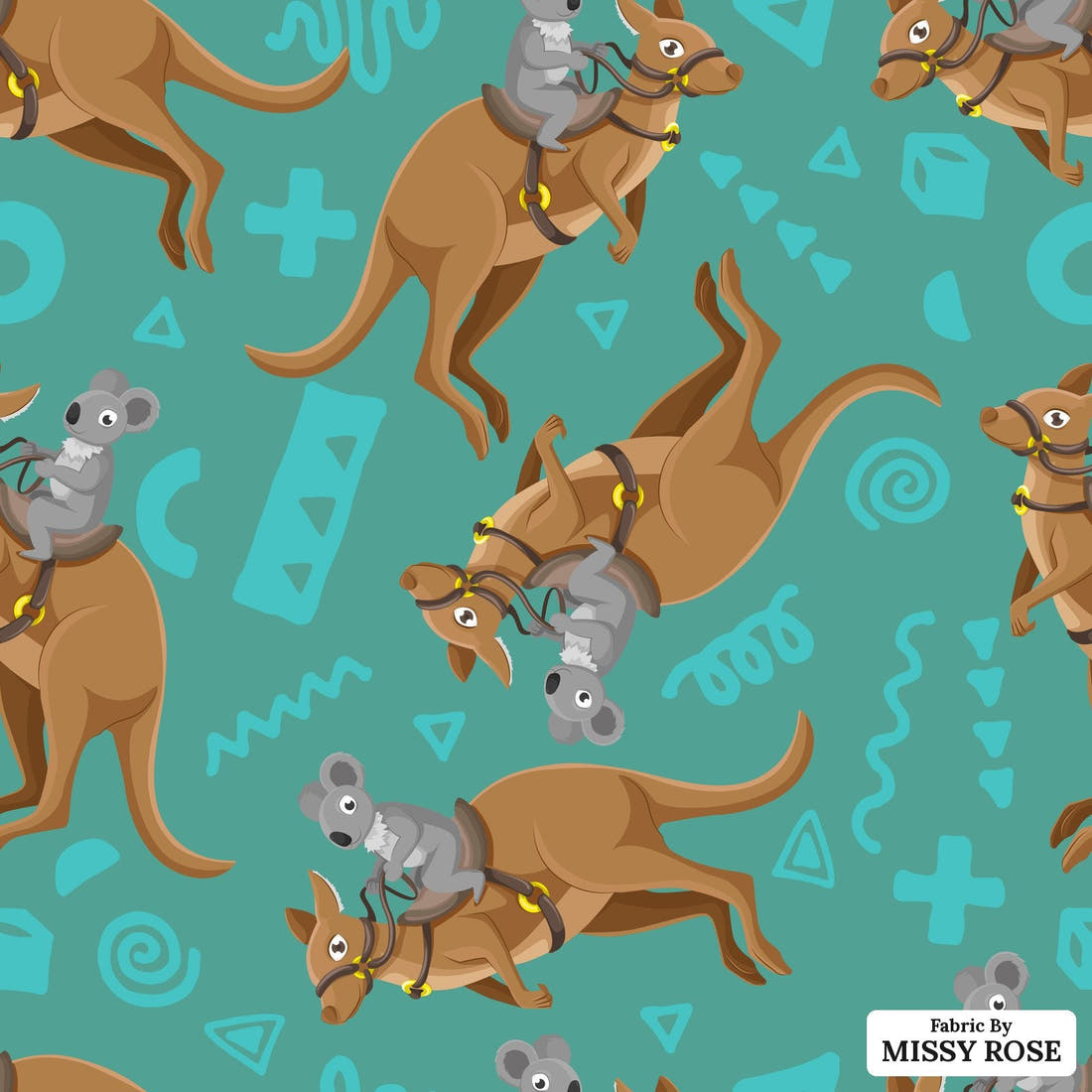 Design 965 Aussie Fabric – flat view of the print, zoom in for detail | Fabric by Missy Rose
