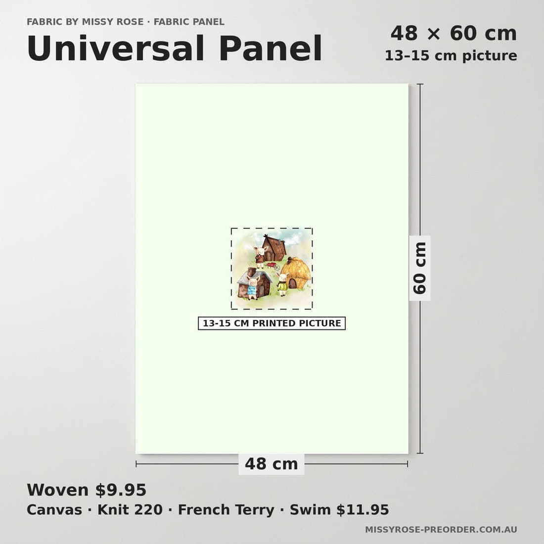 Design 968 Little Pigs Panel universal panel sizing – 13–15 cm printed picture on 48 × 60 cm fabric | Fabric by Missy Rose