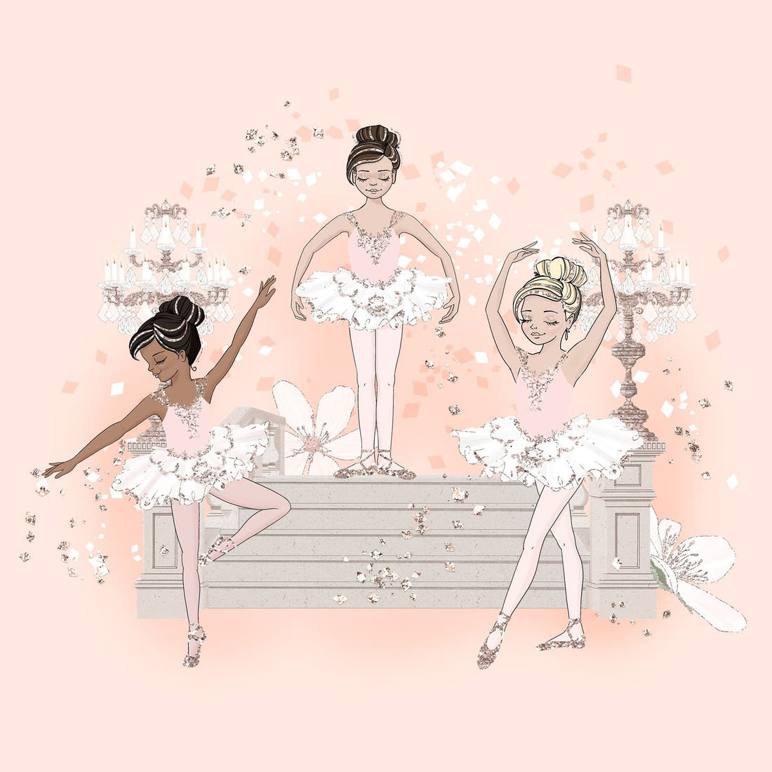 Design 970 Pink Ballerina Panel – full artwork close-up of the printed picture | Fabric by Missy Rose